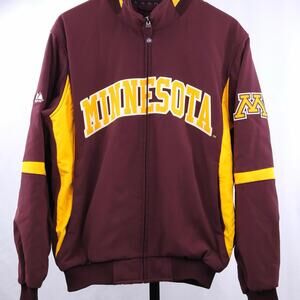 Majestic Minnesota Golden Gophers Jacket Mens Medium Maroon Full Zip Fleece
